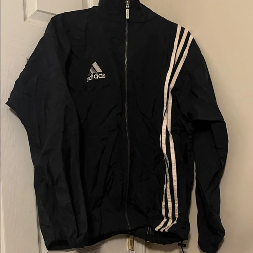 Adidas Vintage Black Jacket with White Accents